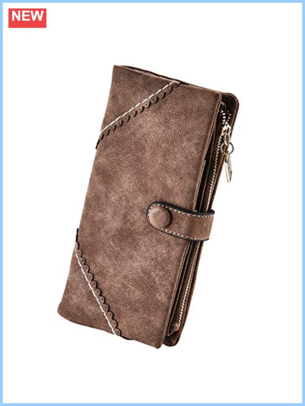 Vegan Leather Wallet Bifold Clutch Large Capacity Card Organizer Buckle